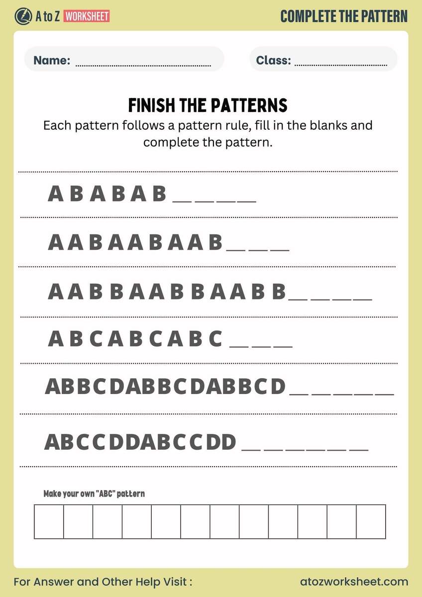 11 Free Pattern Worksheets For Kids A To Z Worksheet Free Kindergarten Worksheets Spot The Patterns Worksheets Library