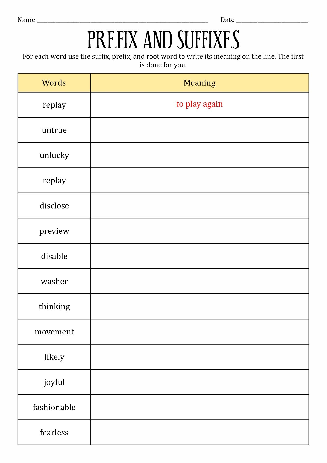14 Prefixes Suffixes ROOT WORDS Worksheets Free PDF At Worksheeto Root Words Interactive Exercise Worksheets Library