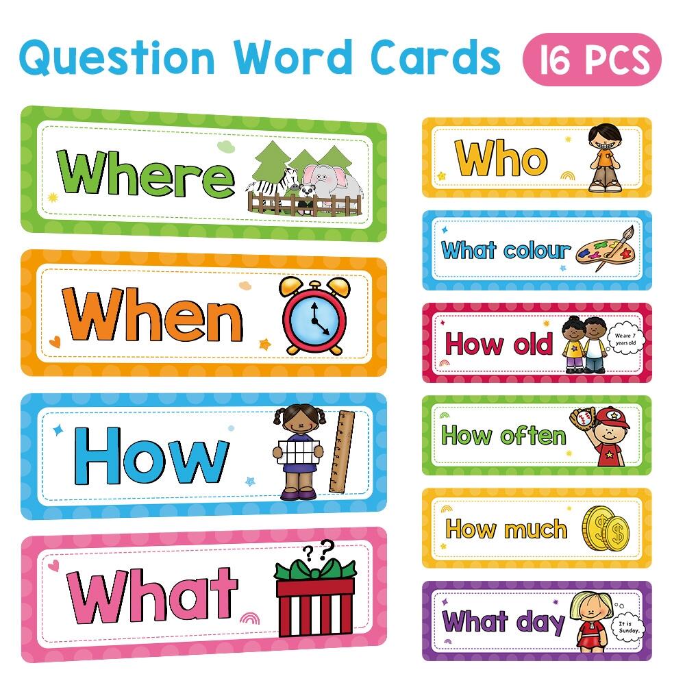 16pcs Question Words Learning Flashcards Bulletin Board Temu United Arab Emirates