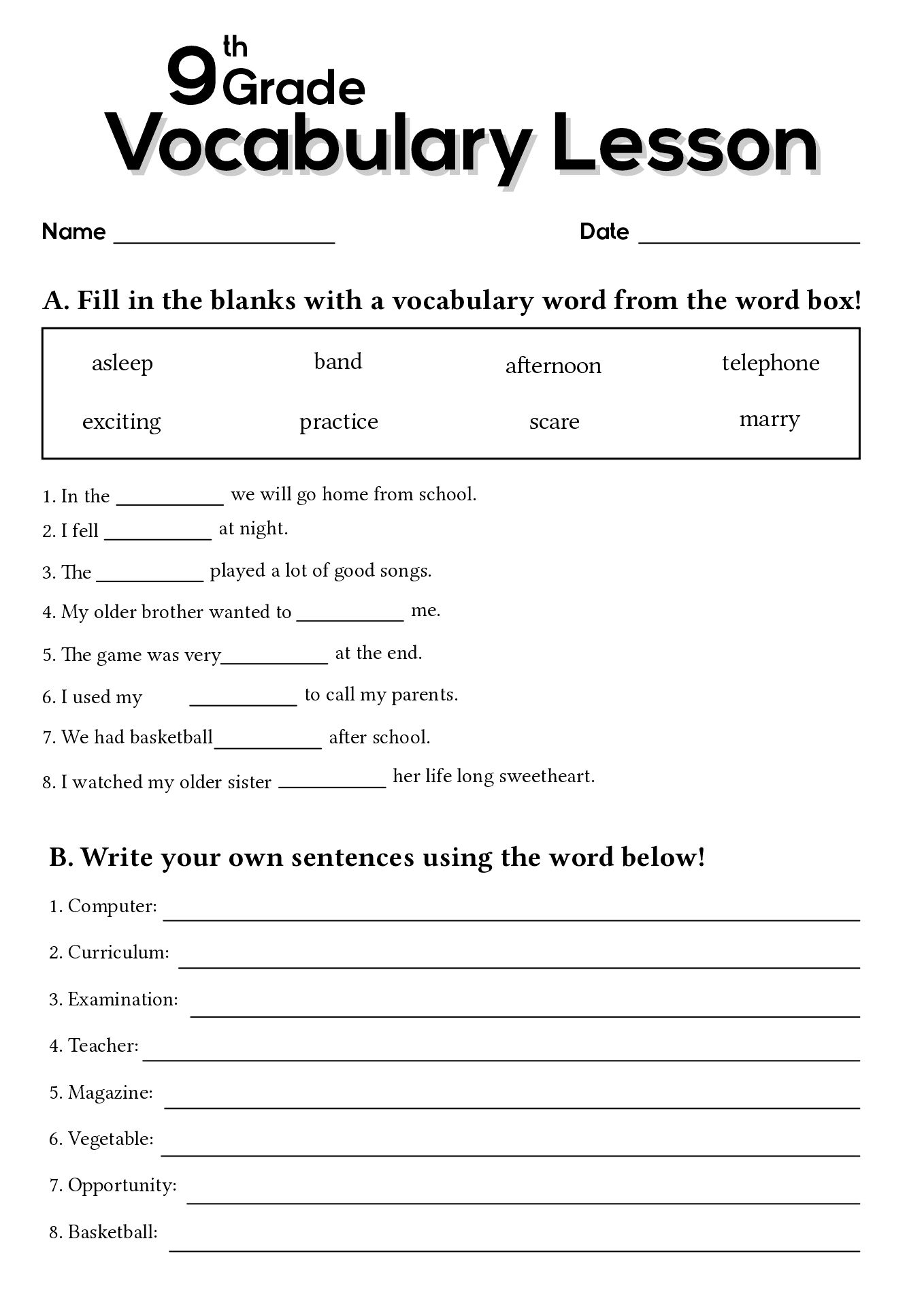 17 9th Grade Worksheets Spelling Words Ninth Grade Math Practice Worksheet Worksheets Worksheets