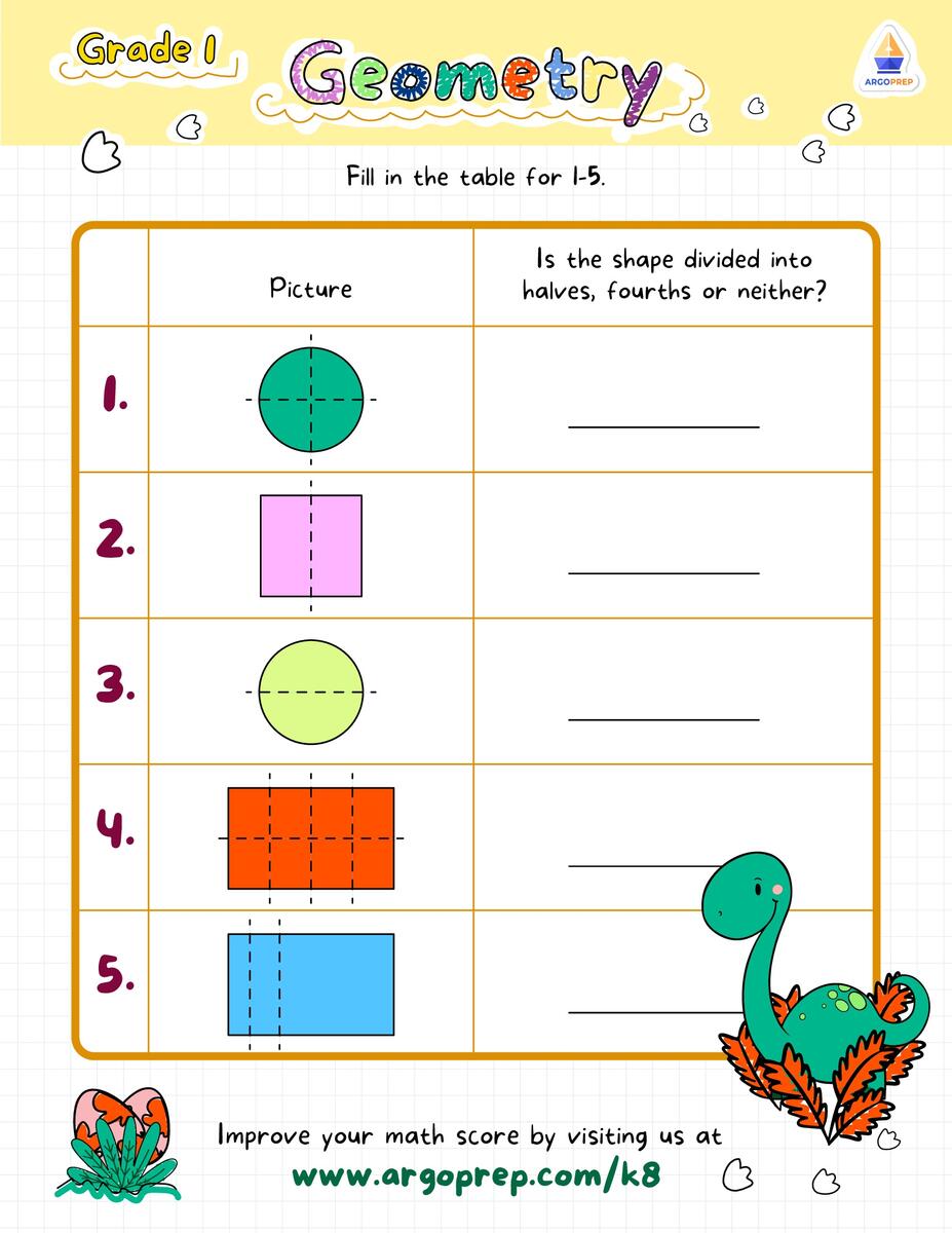1st Grade Identify Patterns Divide Equal Parts Worksheets For Free ArgoPrep