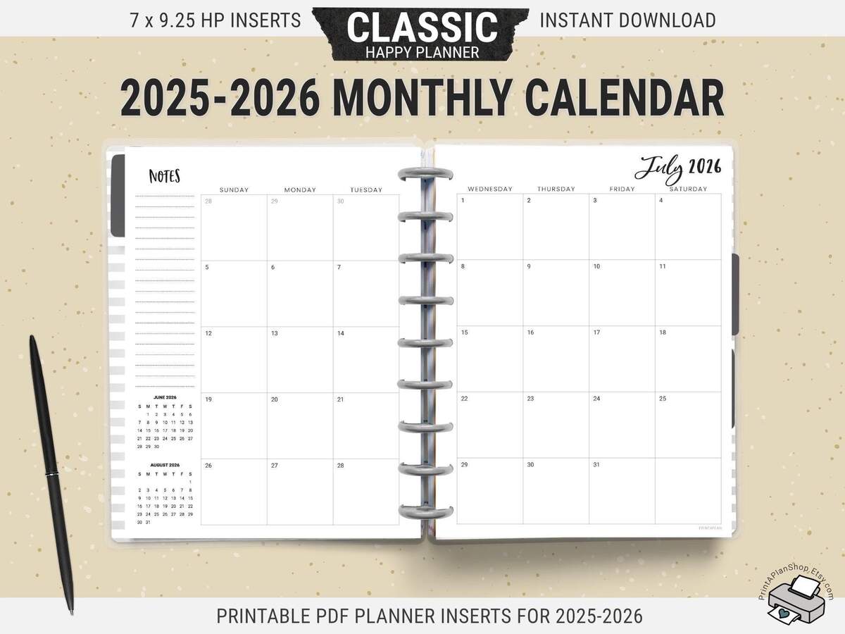 2025 2026 Classic Happy Planner Monthly Calendar Inserts Printable Pages Digital Download PDF Etsy 2025 2026 Classic Happy Planner Monthly Calendar Inserts Printable Pages Digital Download PDF Etsy