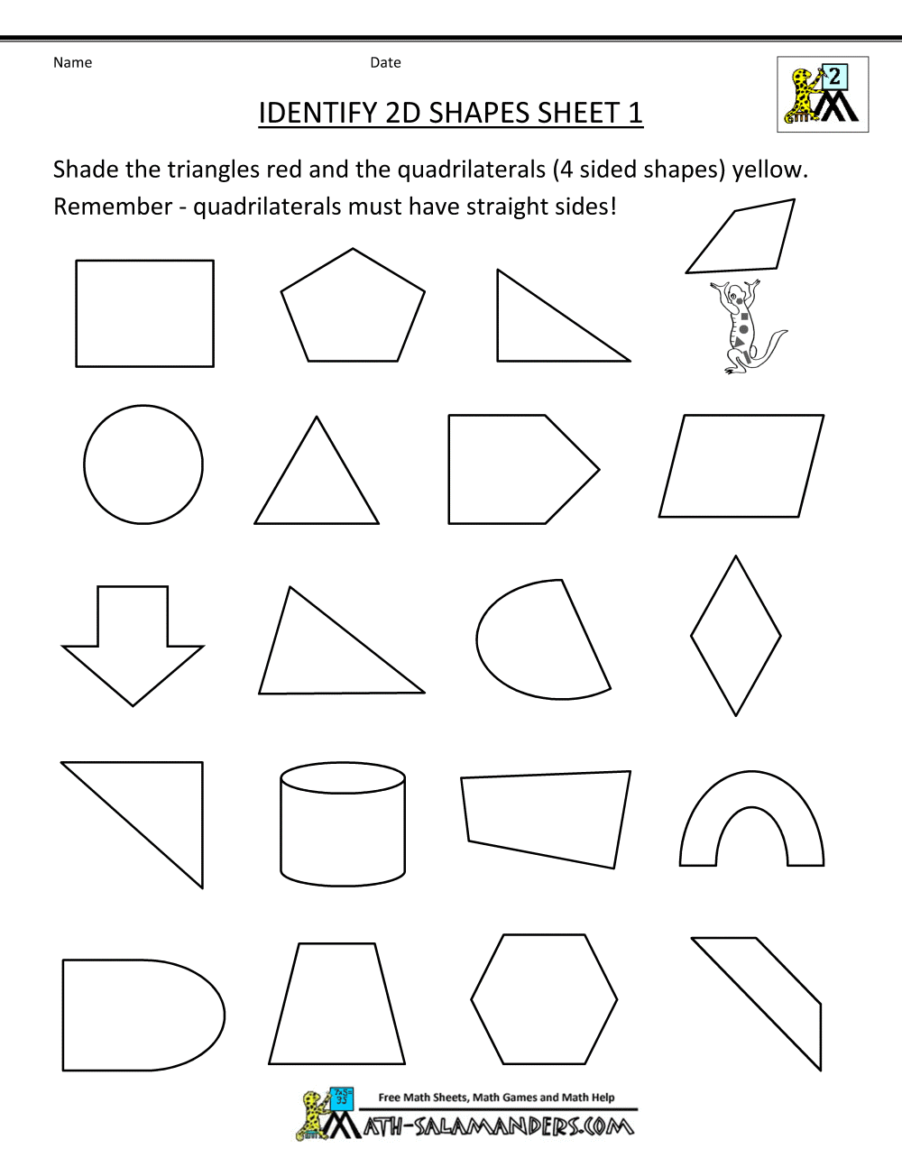 2d Shapes Worksheets