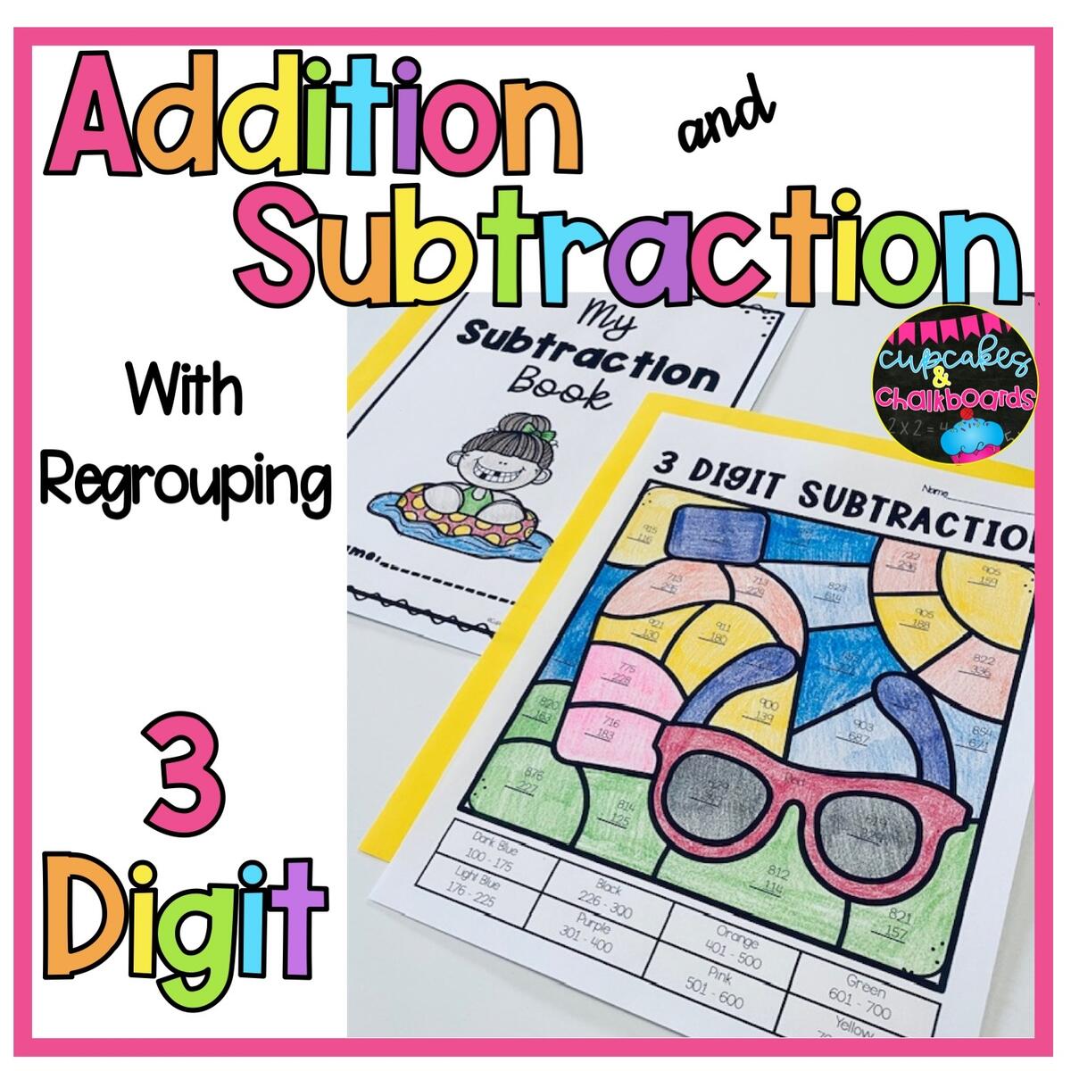 3 Digit Addition And Subtraction Color By Number Summer Coloring Pages Made By Teachers