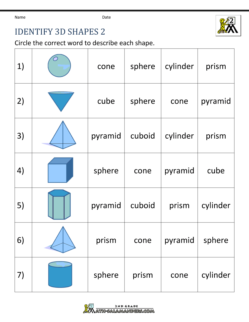 2d Shapes Worksheets
