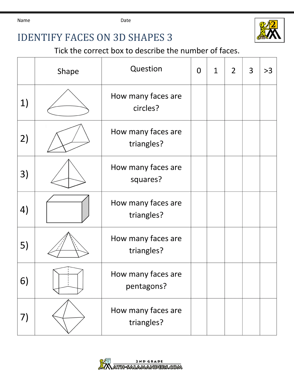 2d Shapes Worksheets
