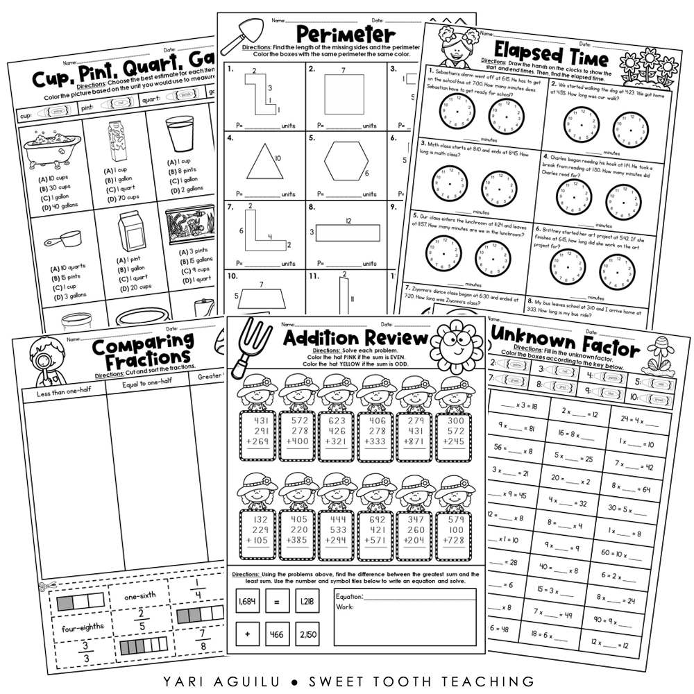 3rd Grade Spring Math ELA Review Worksheets Print Go Free Custom Printable Worksheets For Teachers Canva
