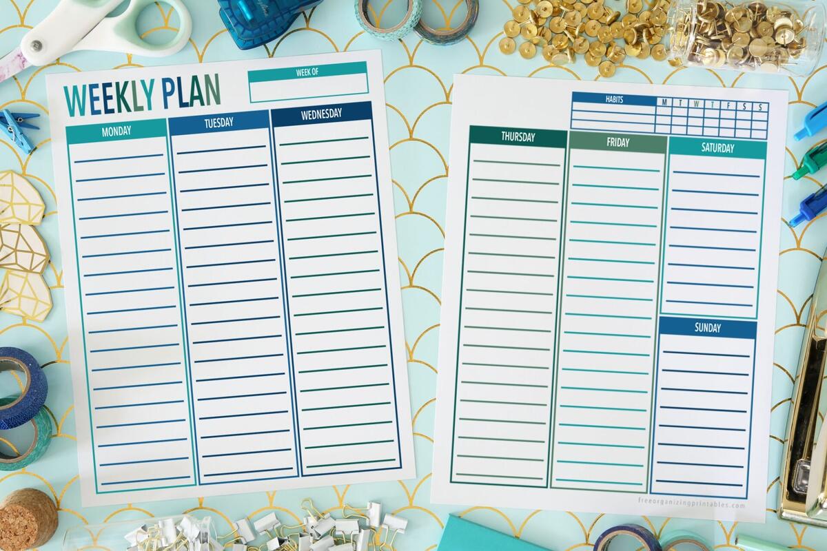 5 Free Printable Weekly Planner Templates