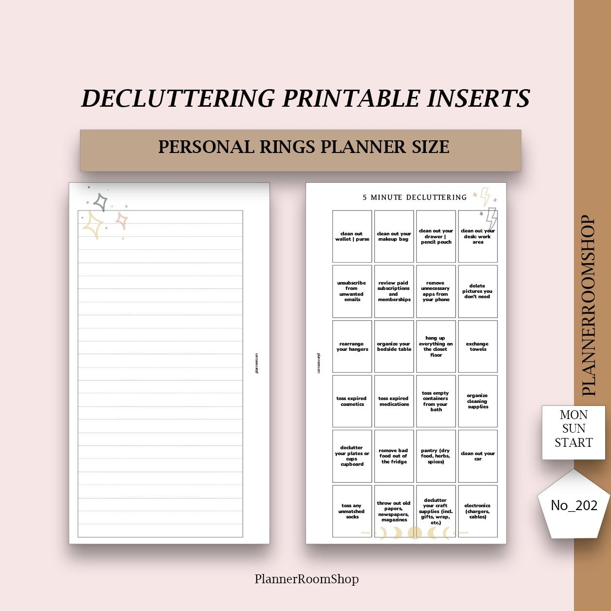 5 Minutes Decluttering Printable Inserts For Personal Rings Size Cleanings Planner Minimal Planner Monthly Plan Fly Lady 202 Etsy