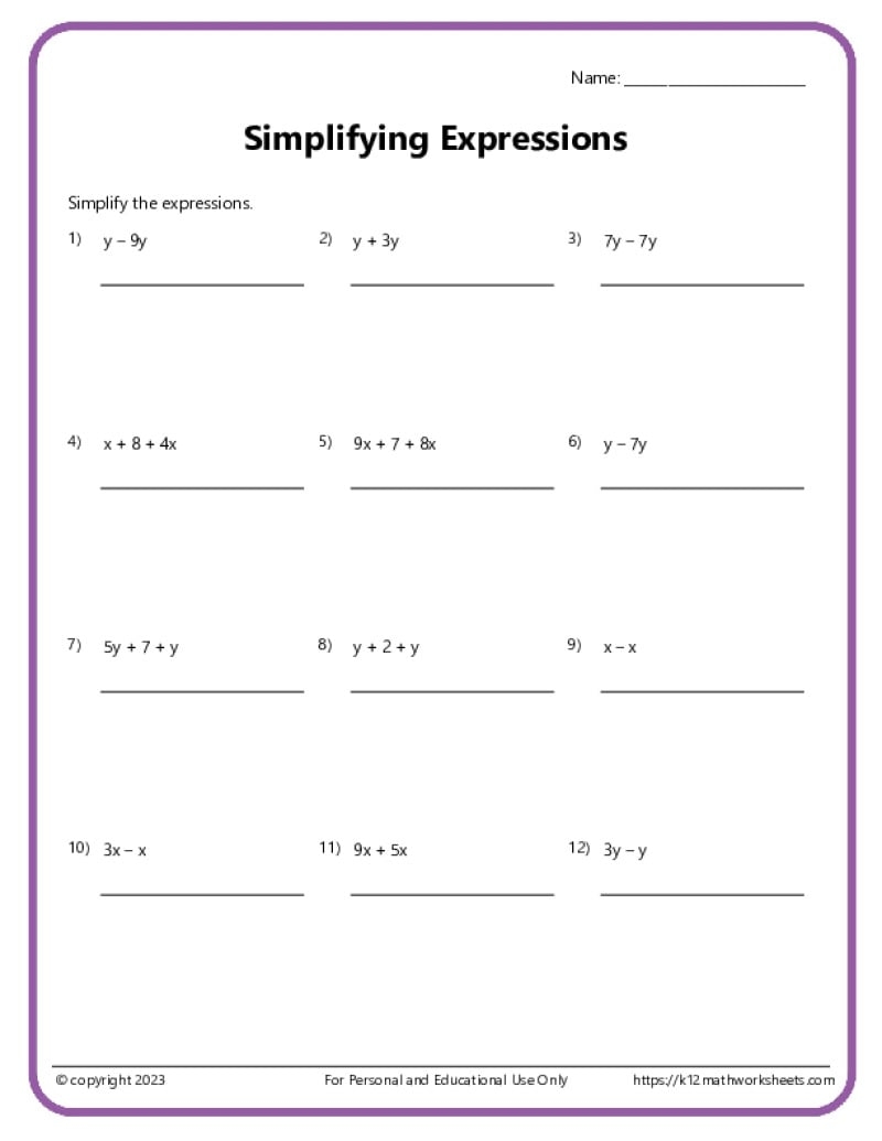 6th Grade Algebra Worksheets 6th Grade Math Worksheets