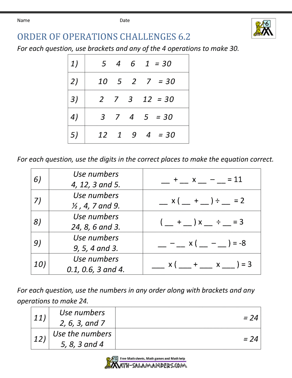 6th Grade Order Of Operations Worksheets Free Order Of Operations Worksheet Grade 6 Download Free Order Of Operations Worksheet Grade 6 Png Images Free Worksheets On Clipart Library