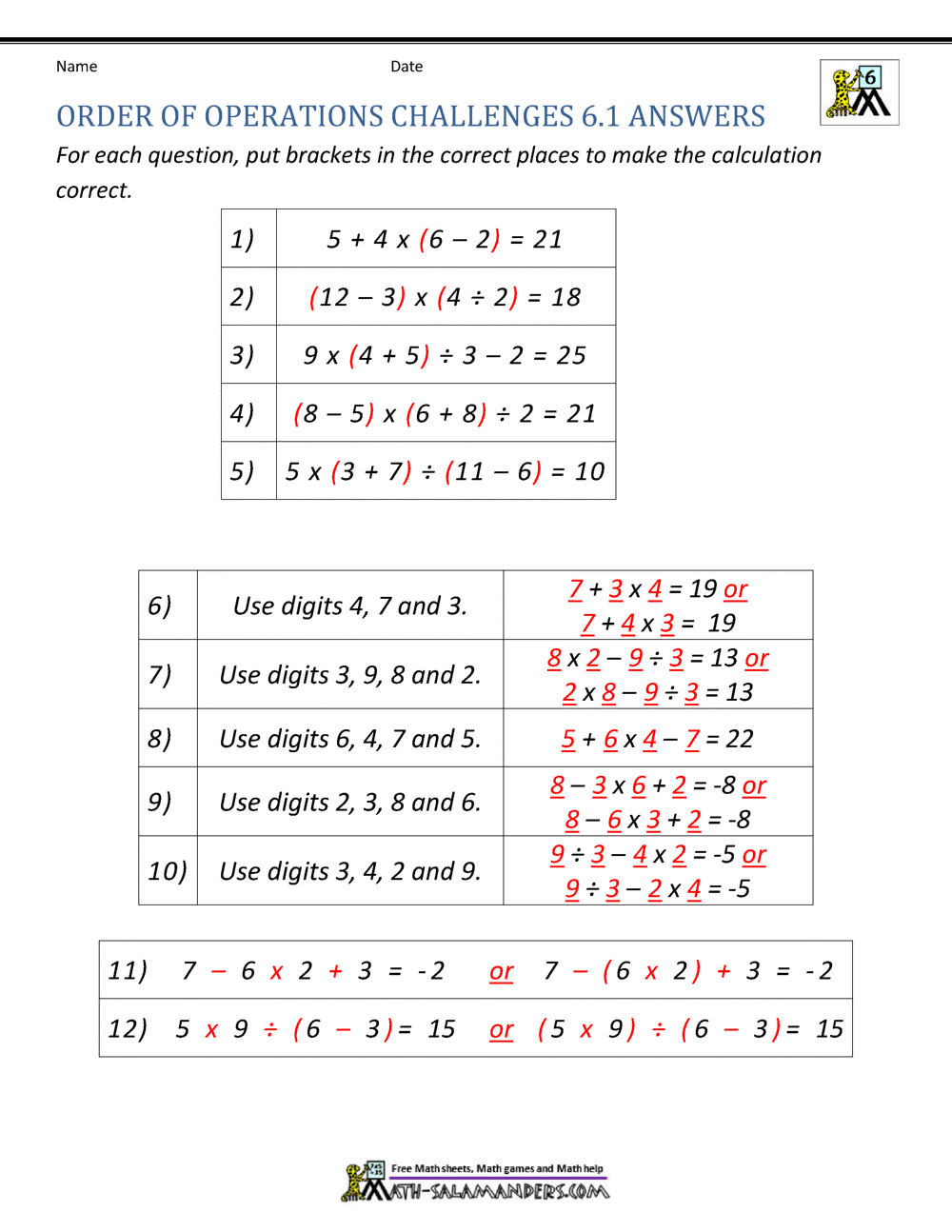 6th Grade Order Of Operations Worksheets Worksheets Library 6th Grade Order Of Operations Worksheets Worksheets Library