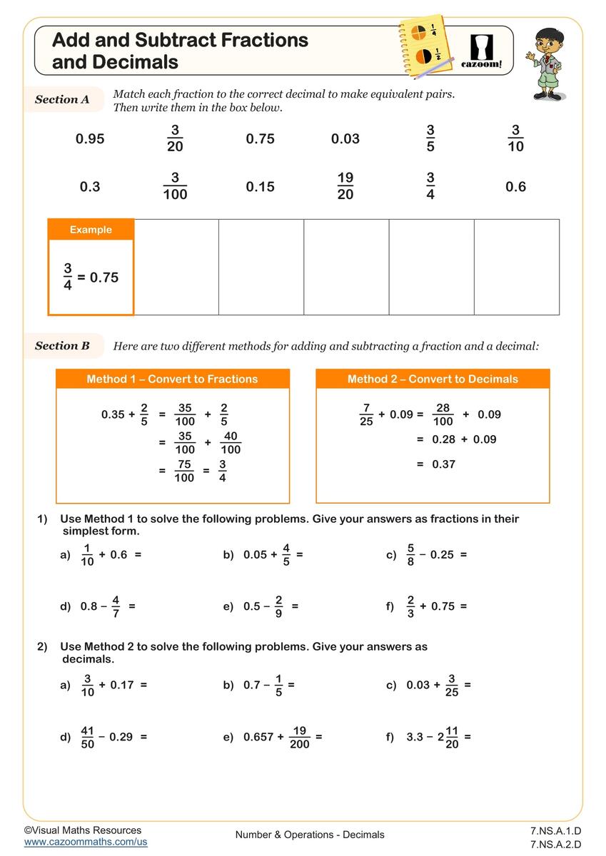 Add And Subtract Fractions And Decimals Worksheet Fun And Engaging 7th Grade Number Operations Worksheet Cazoom Math Add And Subtract Fractions And Decimals Worksheet Fun And Engaging 7th Grade Number Operations Worksheet Cazoom Math