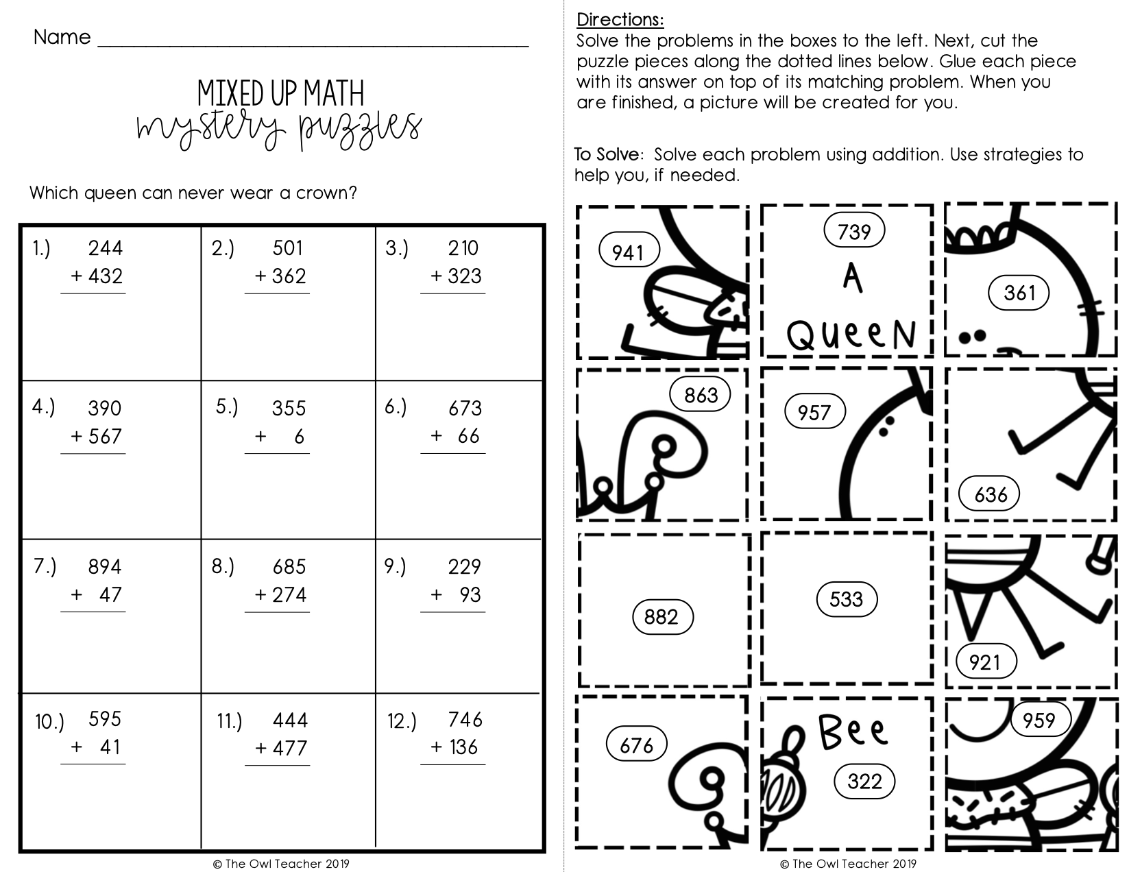 Add Subtract Within 1000 Mixed Up Puzzles Printable Digital Google The Owl Teacher Add Subtract Within 1000 Mixed Up Puzzles Printable Digital Google The Owl Teacher