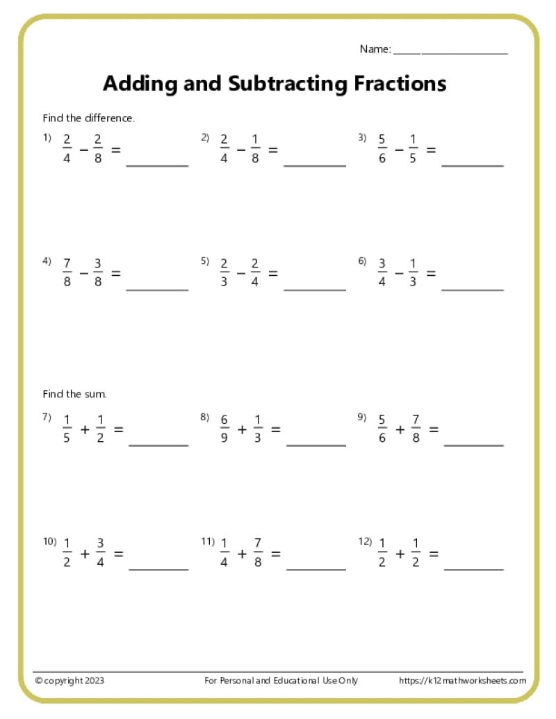 Adding And Subtracting Fractions Worksheets Adding And Subtracting Fractions With Unlike Denominators B Worksheet Fun And Engaging 5th Grade Number And Operations Worksheet Cazoom Math