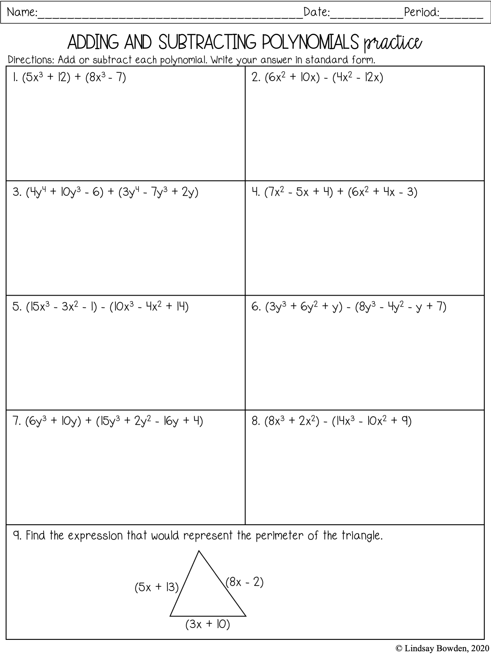 Adding And Subtracting Polynomials Worksheet Practice Problems And Solutions Adding And Subtracting Polynomials Worksheet Practice Problems And Solutions