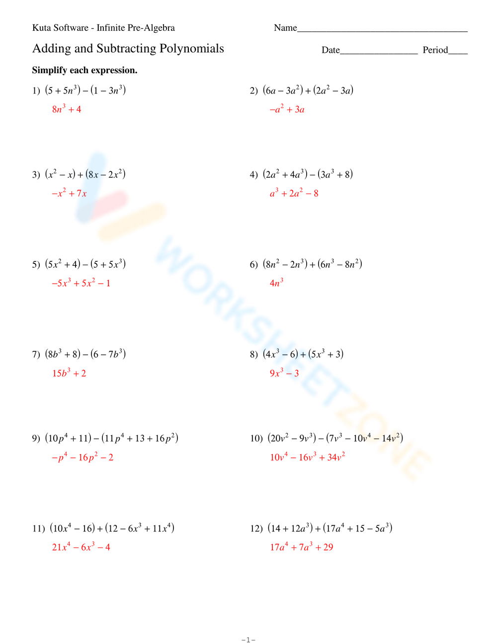 Adding And Subtracting Polynomials Worksheets Free Adding Subtracting And Multiplying Polynomials Worksheet With Answers Download Free Adding Subtracting And Multiplying Polynomials Worksheet With Answers Png Images Free Worksheets On Clipart Library