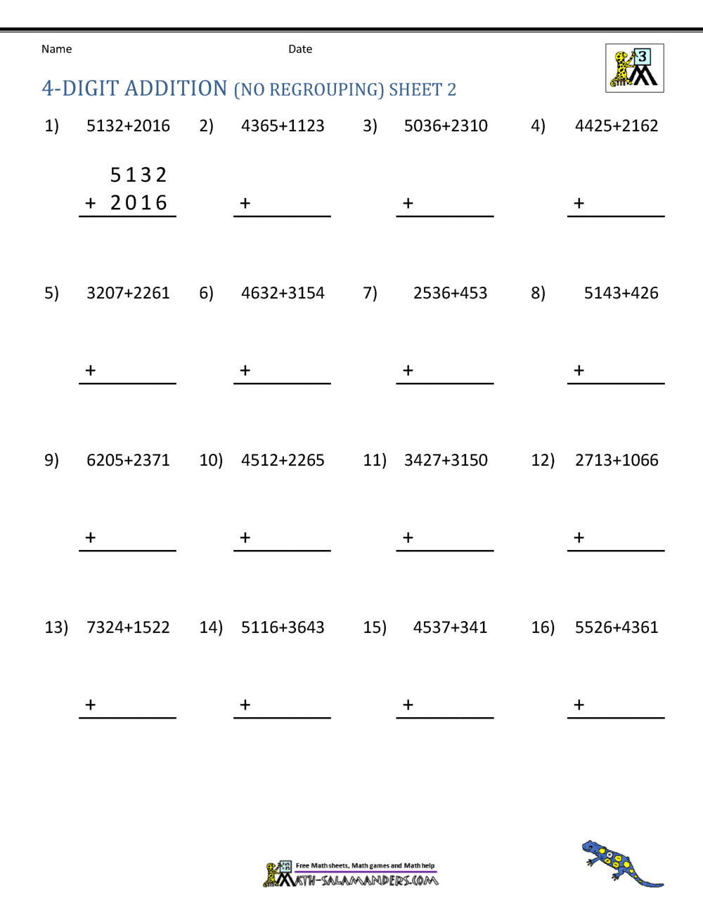 Simple Addition Of 2 3 4 Digit Numbers Math Worksheets MathsDiary