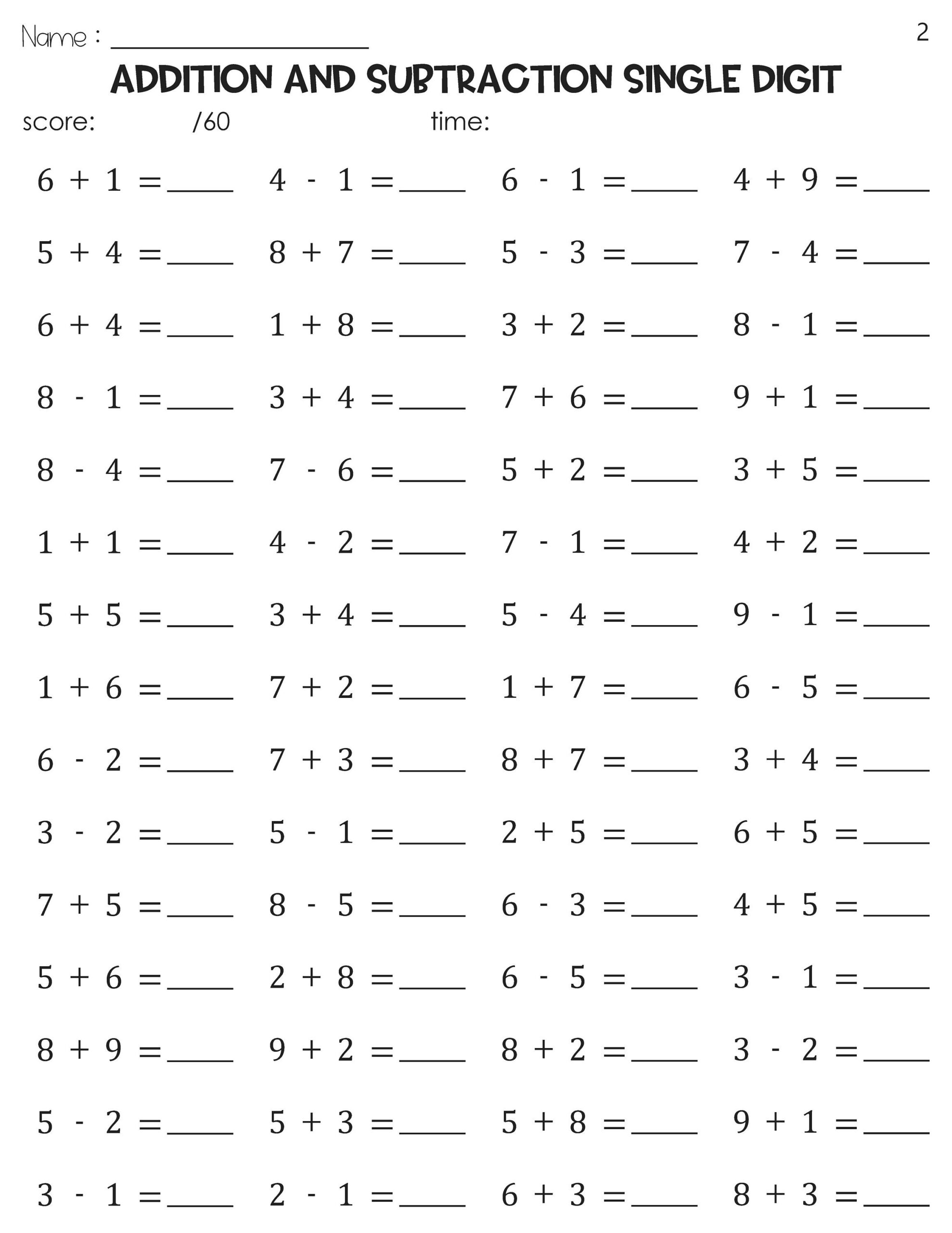 Addition And Subtraction Single Digit Math Timed Tests Speed Drills Worksheets Etsy Addition And Subtraction Single Digit Math Timed Tests Speed Drills Worksheets Etsy