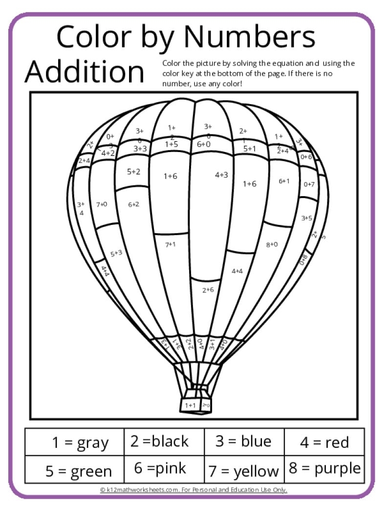 Addition Color By Number Printable Activities Addition Color By Number Worksheets Nature Inspired Learning
