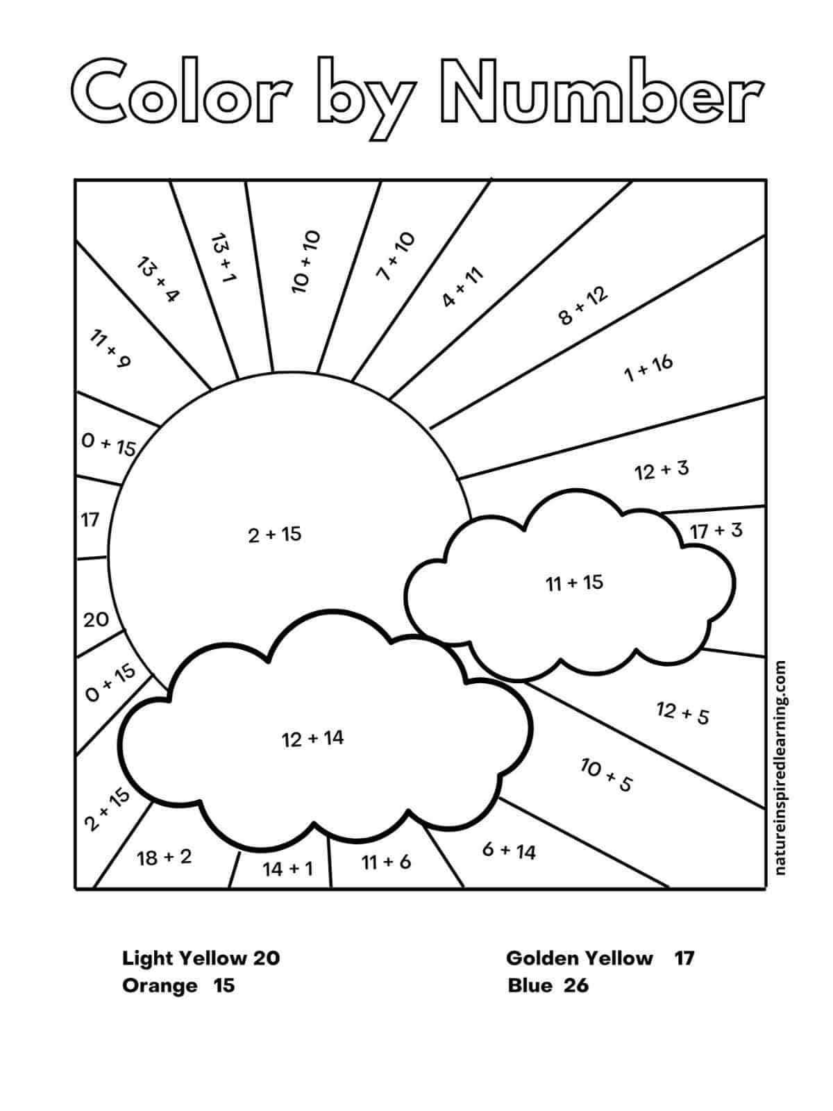 Addition Color By Number Worksheets Nature Inspired Learning 2 Digit Addition Coloring Worksheets Worksheet School