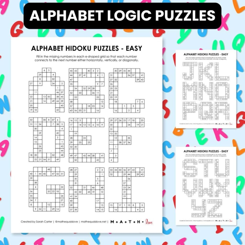 Alphabet A Z Hidoku Logic Puzzles Math Love Alphabet A Z Hidoku Logic Puzzles Math Love