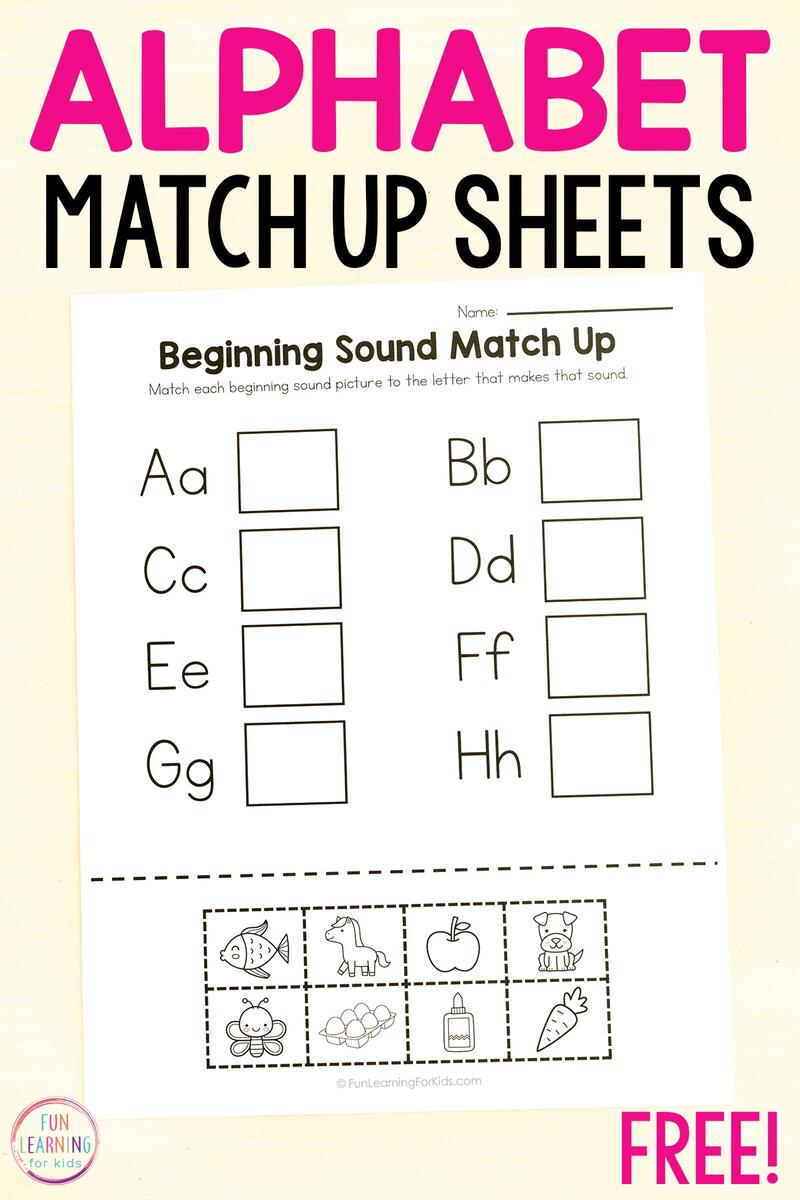 Alphabet Beginning Sound Match Up Worksheets