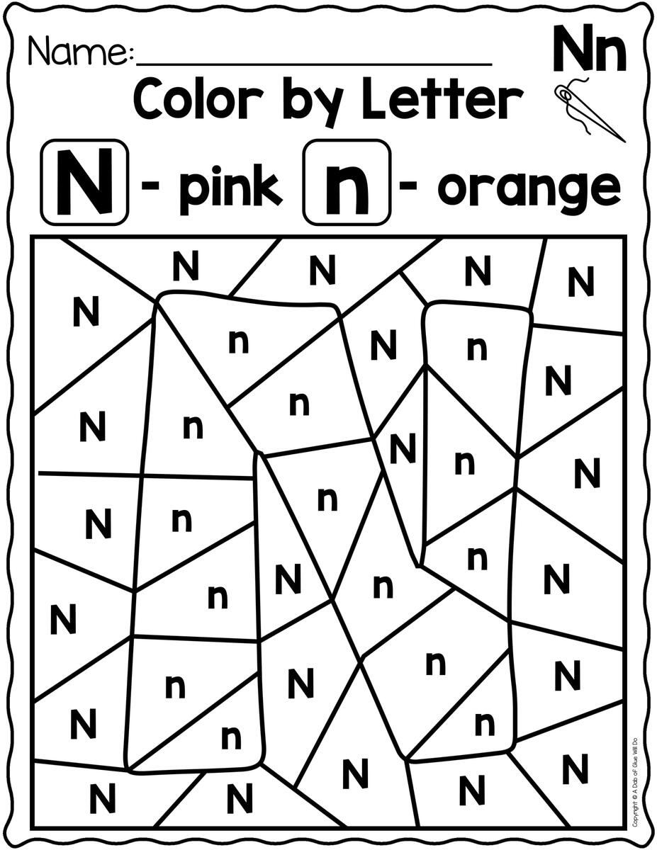 Alphabet Color THE Letter A Dab Of Glue Will Do