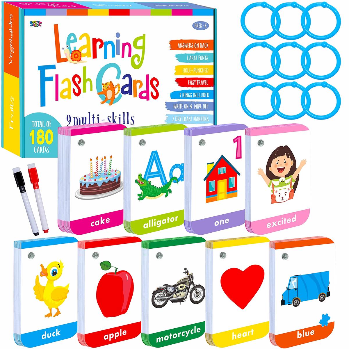 Amazon 180 Toddler Learning Flashcards Educational Tool For Preschoolers Toys Games