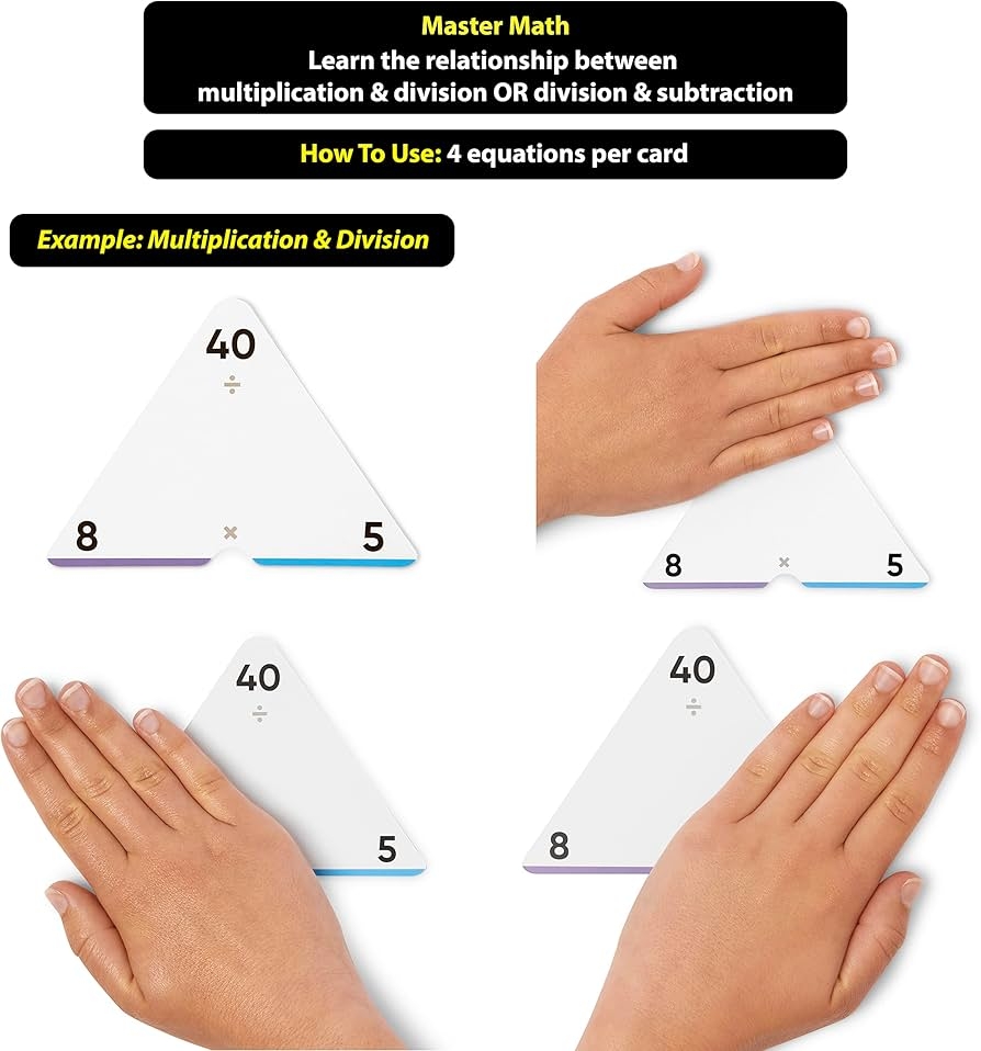 Amazon Award Winning Triangle Math Flash Cards 752 Facts Add Subtract Multiply Divide Grades K 6 Visual Aids Color Coded Mastery Sorting System Toys Games