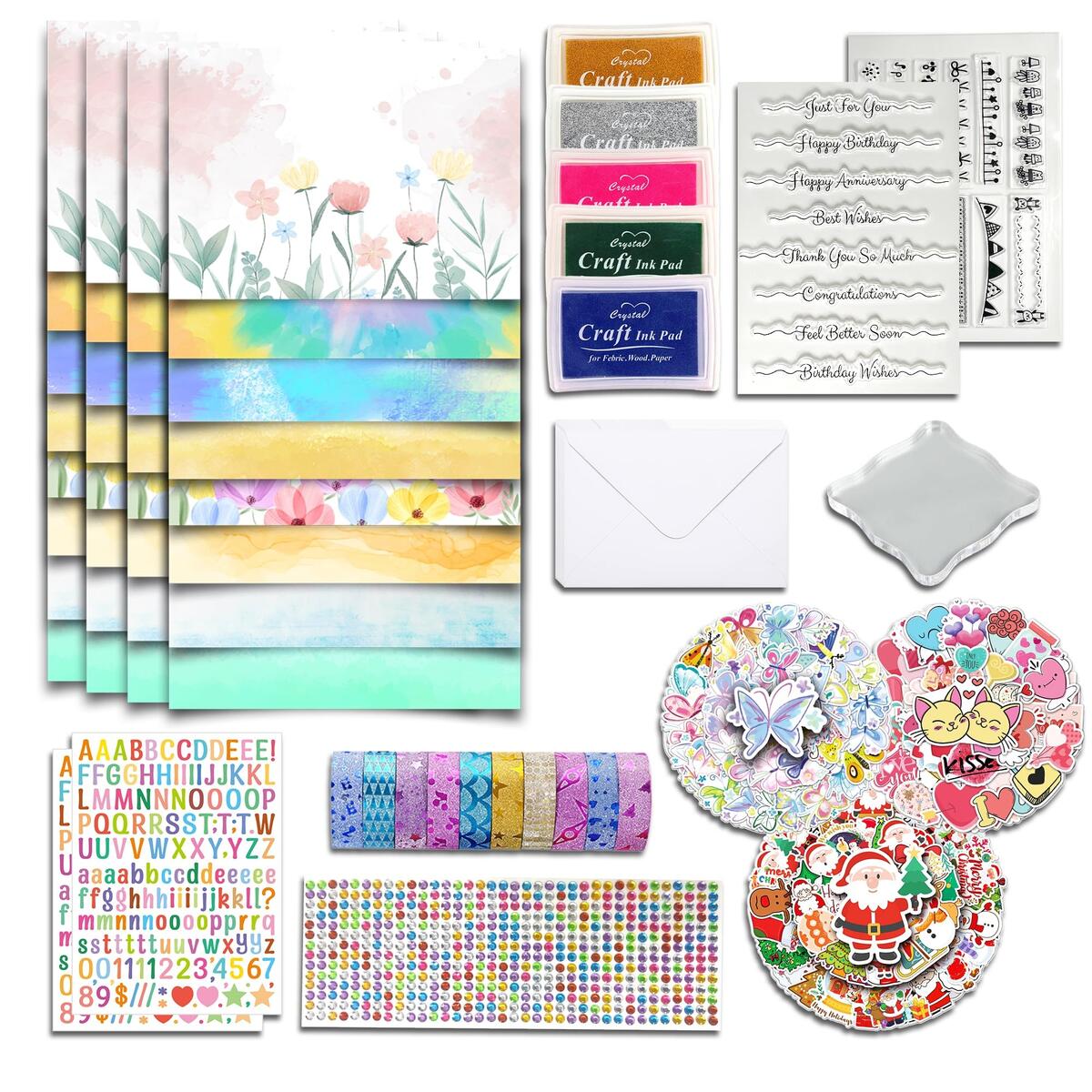 Amazon Card Making Supplies Card Making Kit For Adults And Kids 32 Blank Greeting Cards Envelopes With Reusable Stamps DIY Greeting Card Set Thank You Birthday Mother S Day Christmas Congradulation