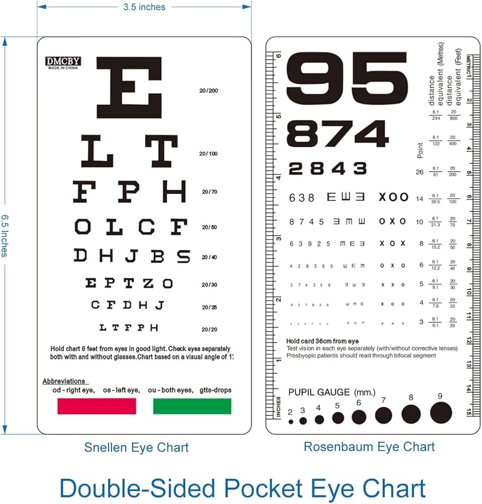 Amazon Snellen And Rosenbaum Pocket Eye Chart For Eye Exams Double Sided Plastic Eye Chart With Color Bars For Color Eye Vision Test 6 5x3 5 Inches 6 Feet Test Distance Industrial Scientific Amazon Snellen And Rosenbaum Pocket Eye Chart For Eye Exams Double Sided Plastic Eye Chart With Color Bars For Color Eye Vision Test 6 5x3 5 Inches 6 Feet Test Distance Industrial Scientific