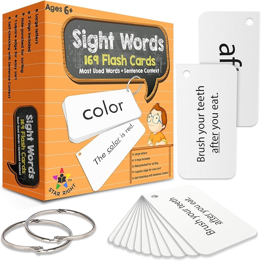 Amazon Star Right Education Sight Word Flash Cards 169 Sight Words And Sentences With 2 Rings Toys Games Amazon Star Right Education Sight Word Flash Cards 169 Sight Words And Sentences With 2 Rings Toys Games