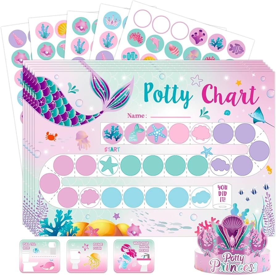 Amazon Wernnsai Mermaid Toilet Training Reward Chart With 270 Stickers Pink Sticker Chart For Girls Toddler Potty Training Ideal Gift Baby