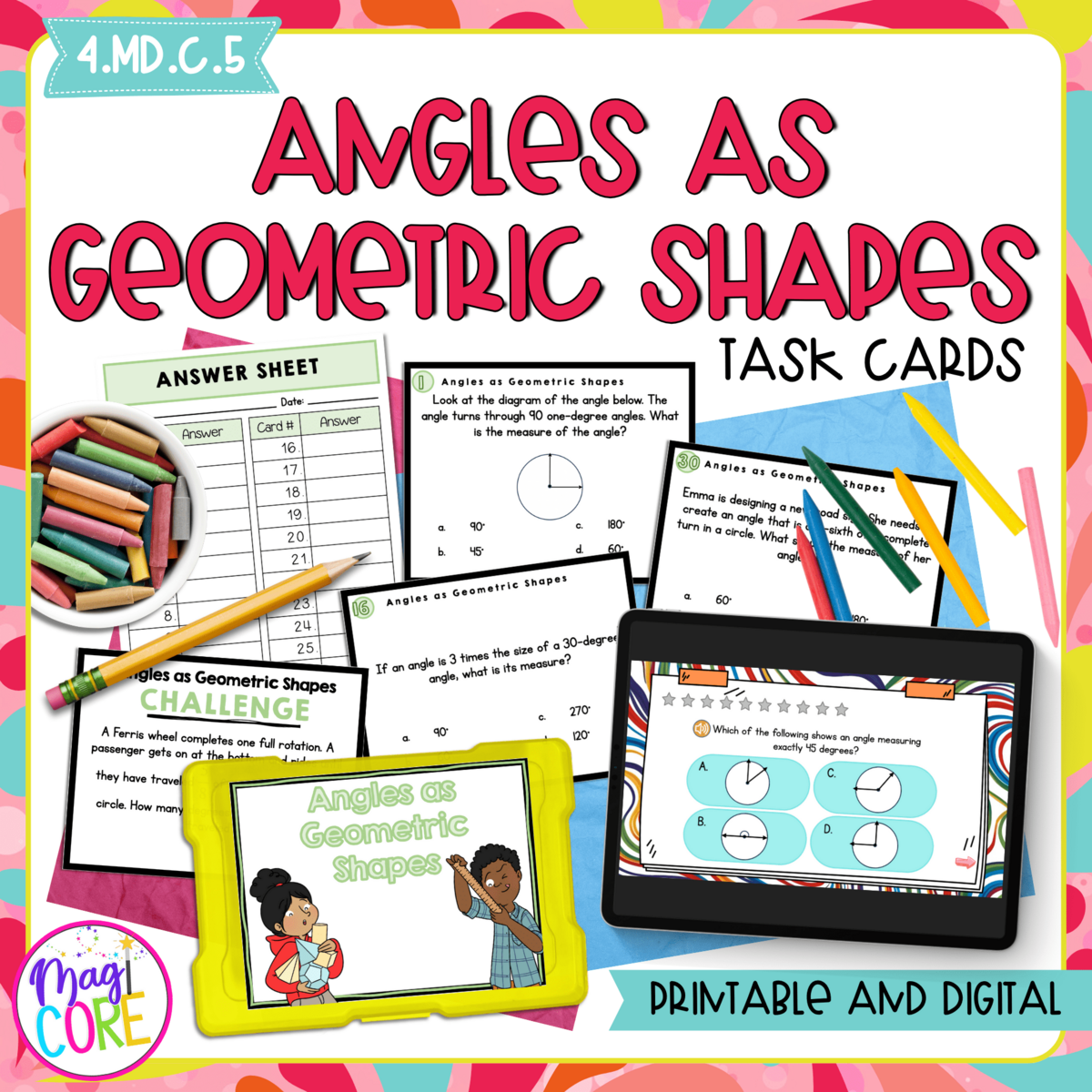 Angles As Geometric Shapes 4th Grade Task Cards 4 MD C 5 MagiCore Angles As Geometric Shapes 4th Grade Task Cards 4 MD C 5 MagiCore
