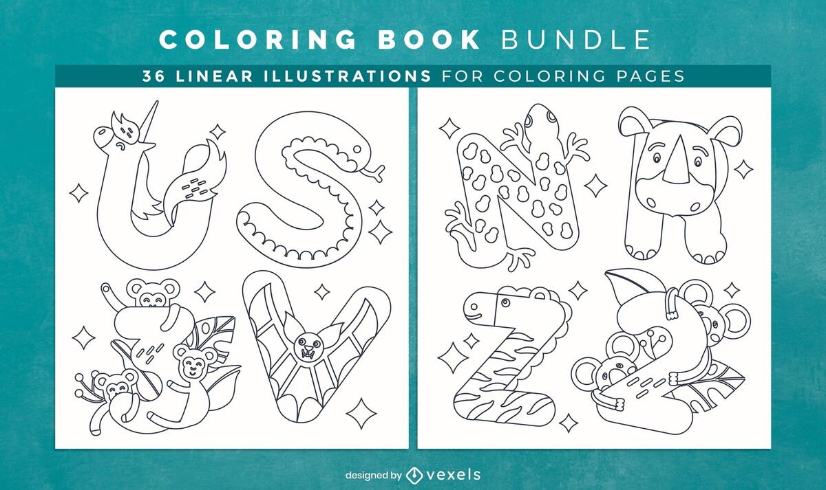 Animal Alphabet Coloring Book Pages Design Vector Download Animal Alphabet Coloring Book Pages Design Vector Download