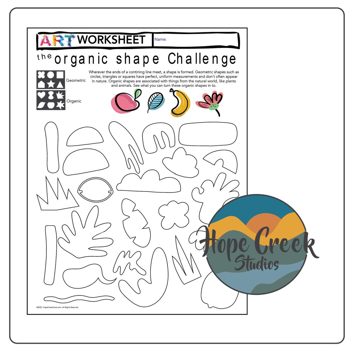 Art Game Worksheet Bell Ringer Warm Up Sub Organic Vs Geometric Shape Challenge HopeCreek