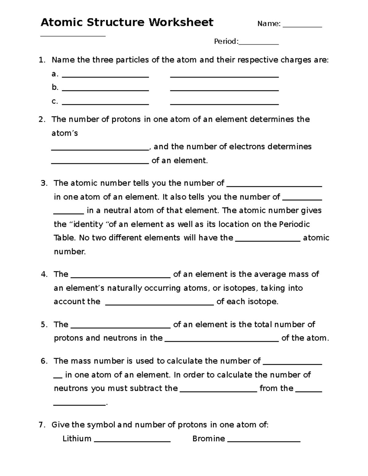 Atomic Structure Worksheet For Chemistry 101 Key Concepts And Exercises Studocu Atomic Structure Worksheet For Chemistry 101 Key Concepts And Exercises Studocu