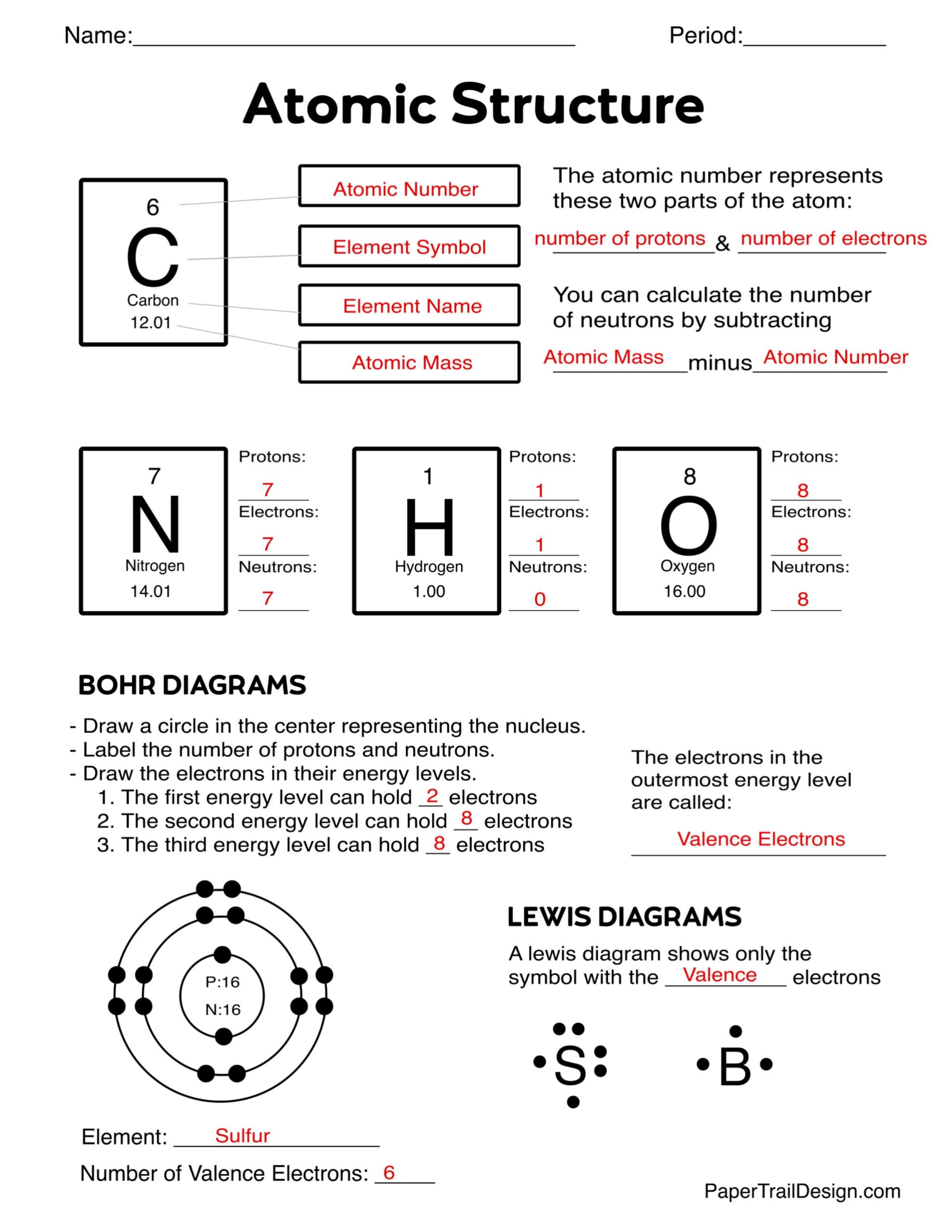 Atomic Structure Worksheet Paper Trail Design Element Names And Symbols Worksheets