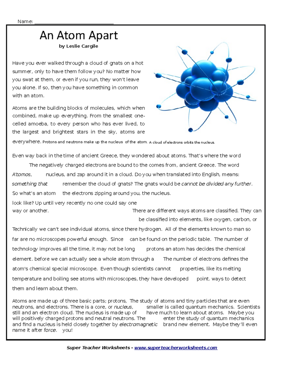 Atoms Worksheet On Atomic Structure And Properties Studocu Atoms Worksheet On Atomic Structure And Properties Studocu