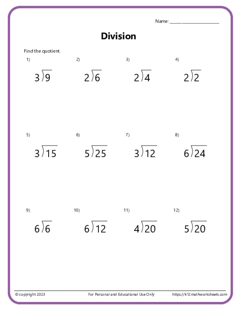 Basic Division Worksheets Free To Edit And Print Division Worksheet Templates Canva