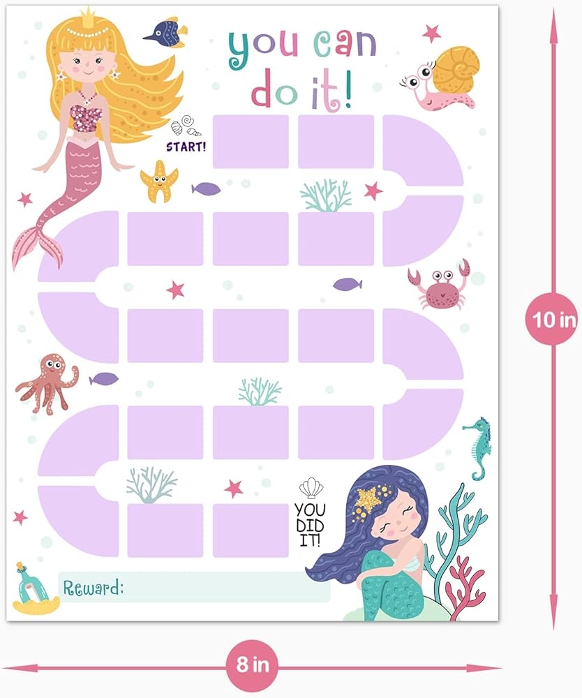 Amazon Wernnsai Mermaid Toilet Training Reward Chart With 270 Stickers Pink Sticker Chart For Girls Toddler Potty Training Ideal Gift Baby