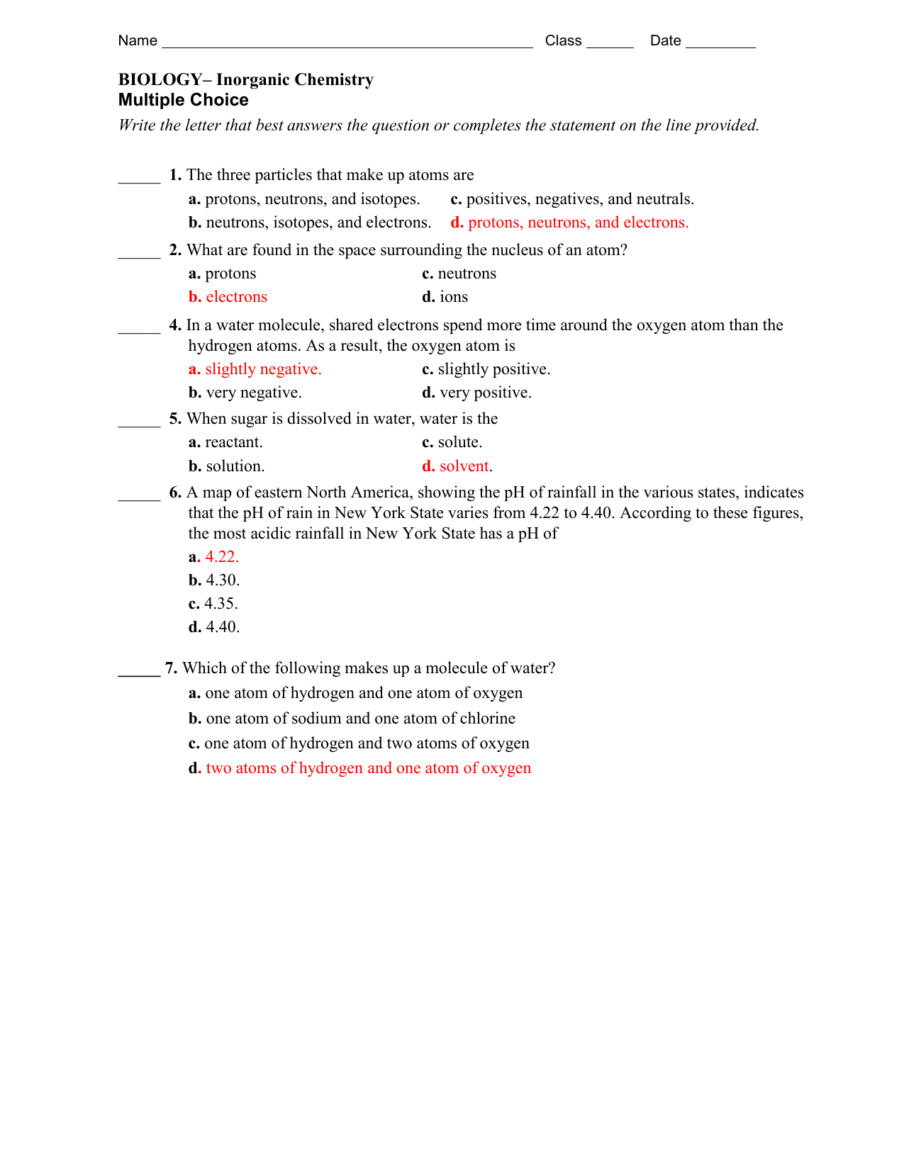 Biology Inorganic Chemistry Worksheet High School BIOS251 Week 2 Chemistry Worksheet Atoms Bonds And PH Concepts Studocu