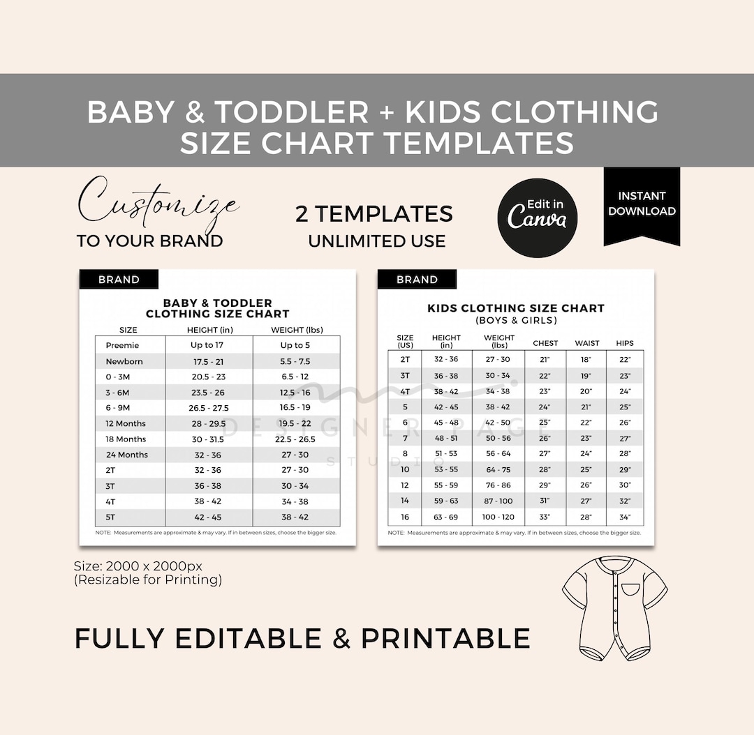 Body Measurements Children 039 S Wear Size Chart Editable Baby Toddler Clothes Size Chart Template Canva Kids Dirkje Size Chart For Babies And Toddlers Dirkje Baby Kidswear