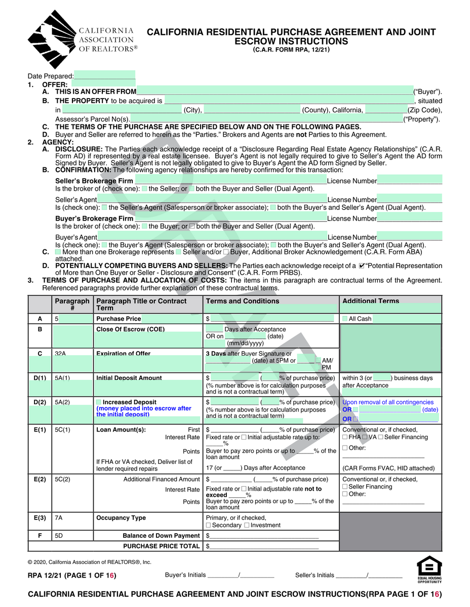 California Residential Purchase Agreement And Joint Escrow Instructions Strategic Planning And Evaluation What Routes Can You Take To Get Where You Want To Go SARE