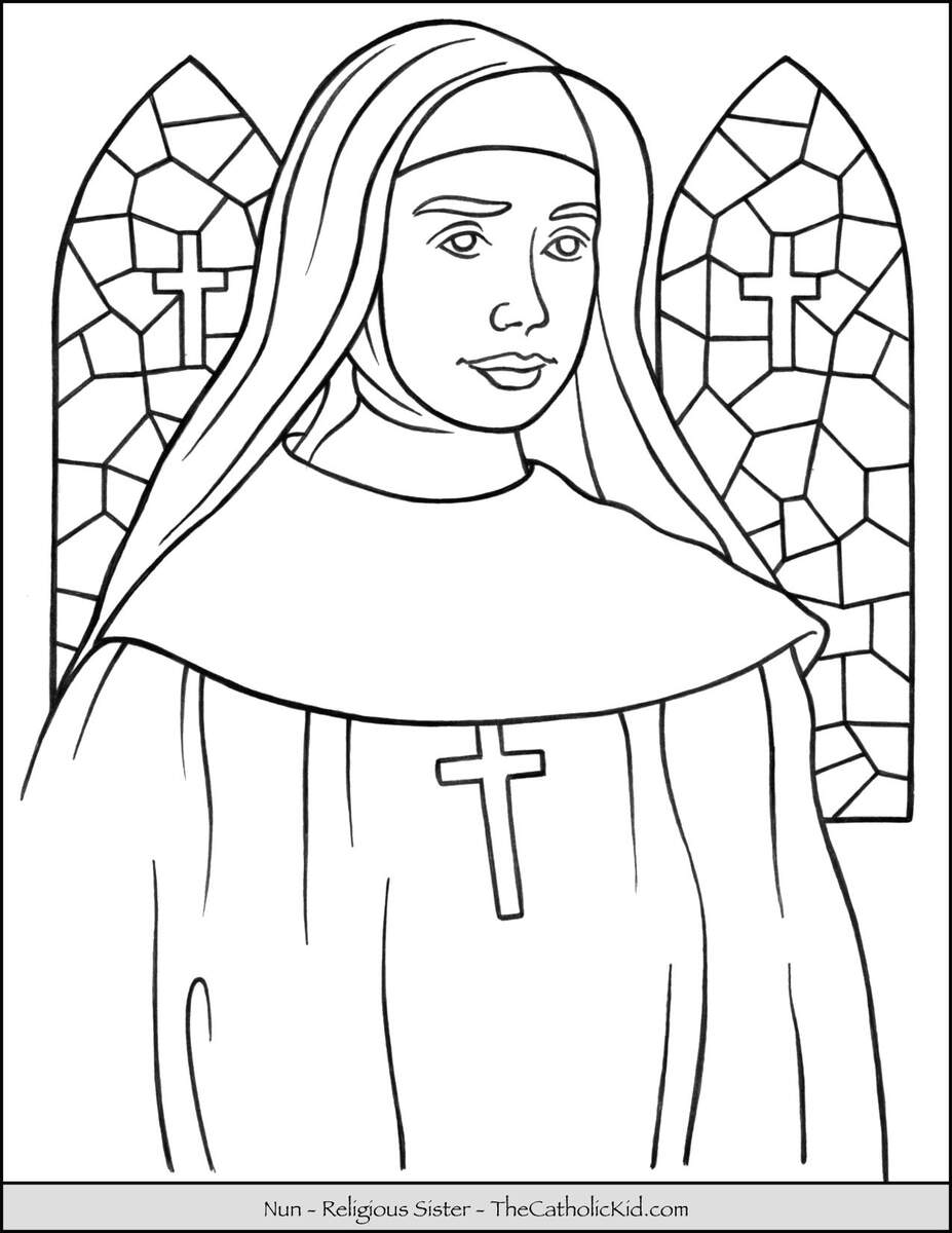 Catholic Nun Religious Sister Coloring Page The Catholic Kid Catholic Coloring Pages And Games For Children