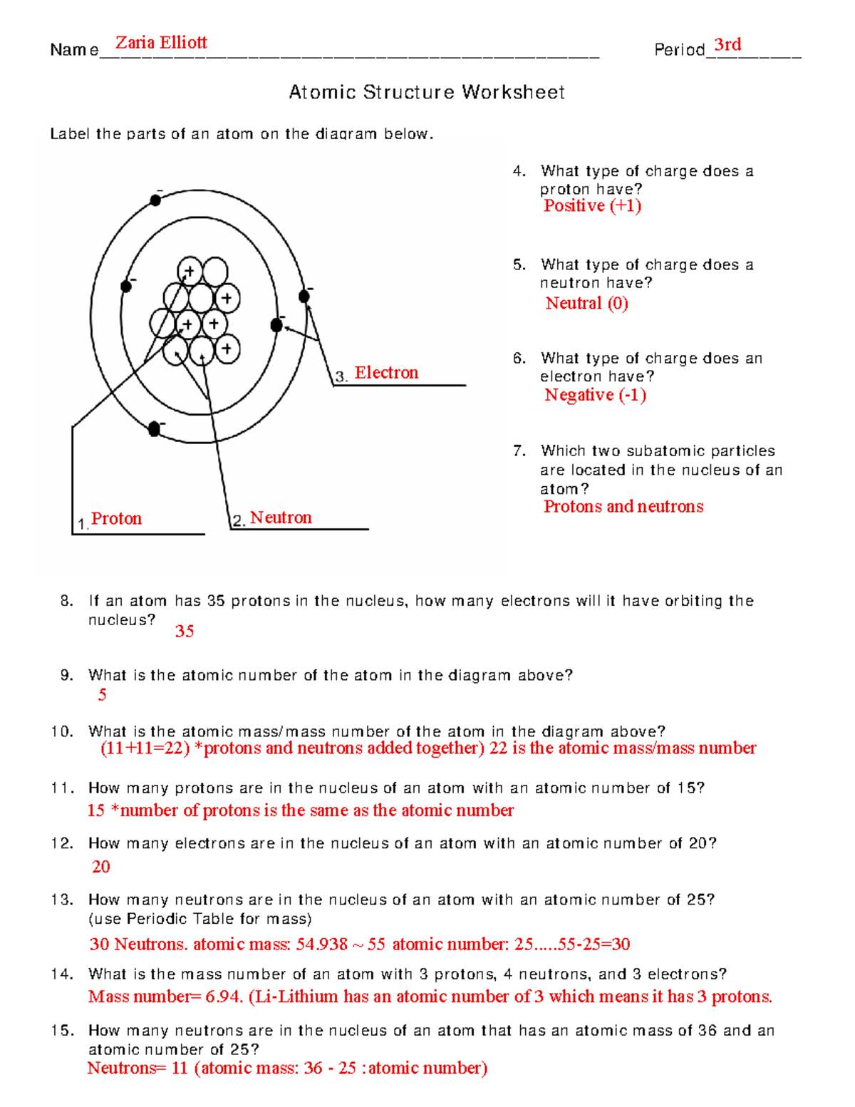 Chemistry 1 WK 2 Atomic Structure Worksheet Answers Studocu Atomic Structure Worksheets Answer Keys For Chemistry 101 Studocu