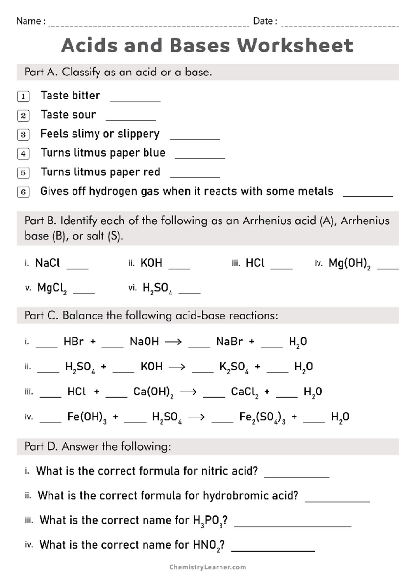 Chemistry 101 Acids And Bases Worksheet For Review Studocu Atomic Structure Worksheet For Chemistry 101 Key Concepts And Exercises Studocu