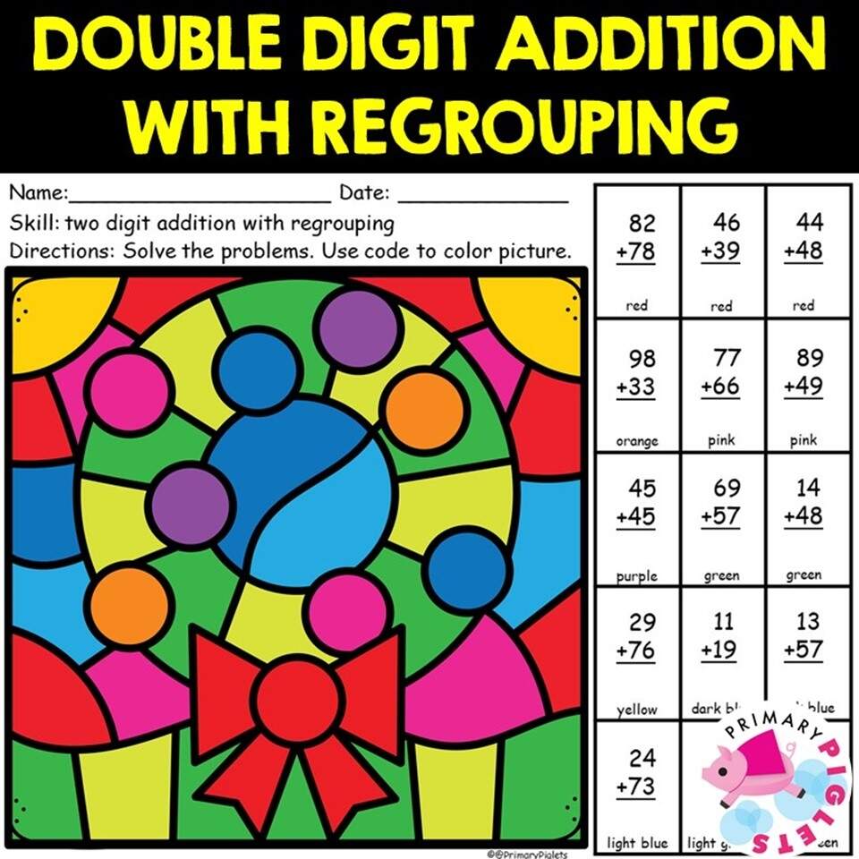 CHRISTMAS 2 DIGIT ADDITION WITH REGROUPING COLOR BY NUMBER CODE Made By Teachers CHRISTMAS 2 DIGIT ADDITION WITH REGROUPING COLOR BY NUMBER CODE Made By Teachers