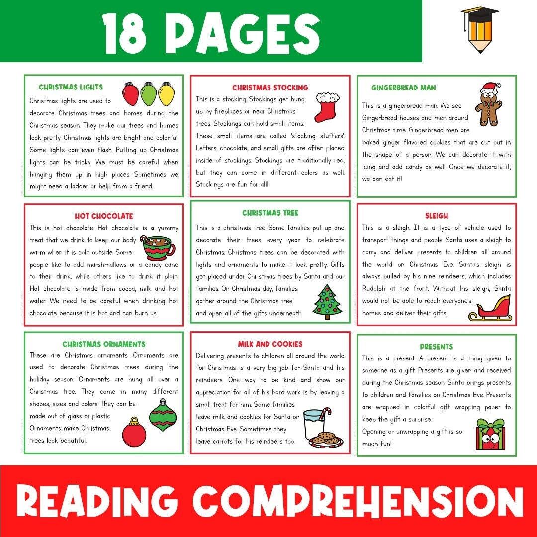 CHRISTMAS READING COMPREHENSION Christmas Worksheets Reading And Writing Preschool Kindergarten Grade One Literacy Centers Christmas Holidays Around The World Reading Passages A Teachable Teacher
